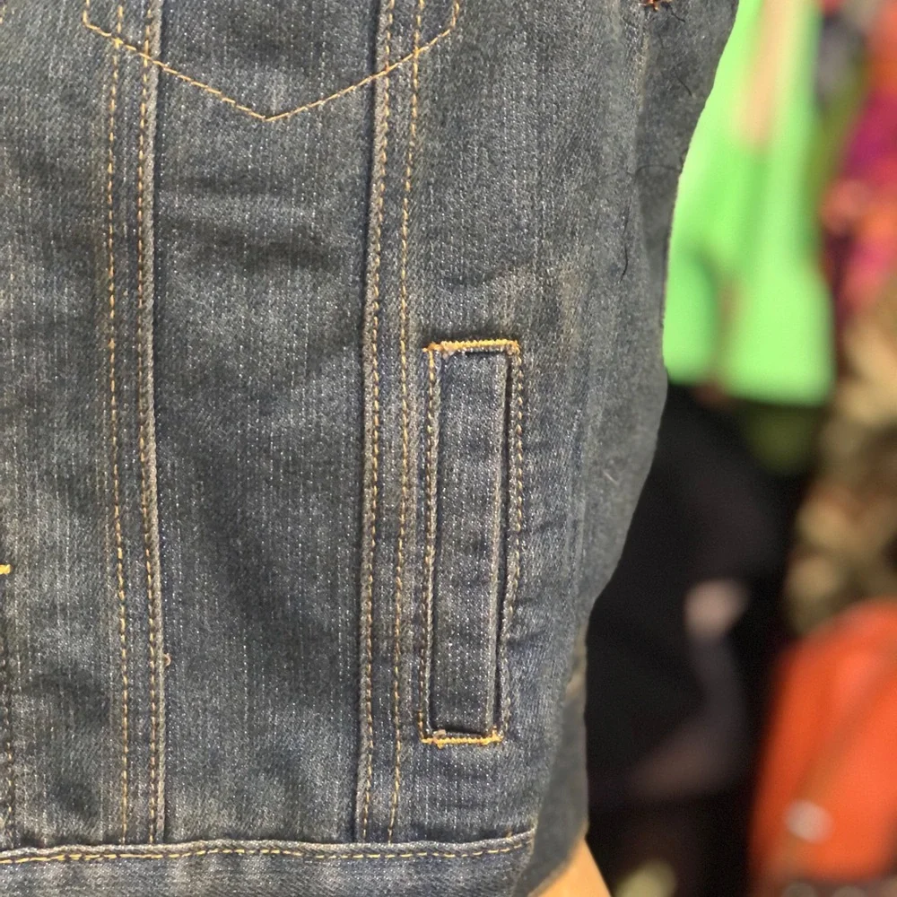 Red Ape - retro denim vest - with original tags- pockets- contrast stitch - XS